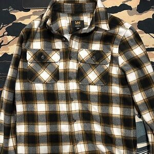 Lee White, Black & Mustard Plaid Flannel Shirt Jacket